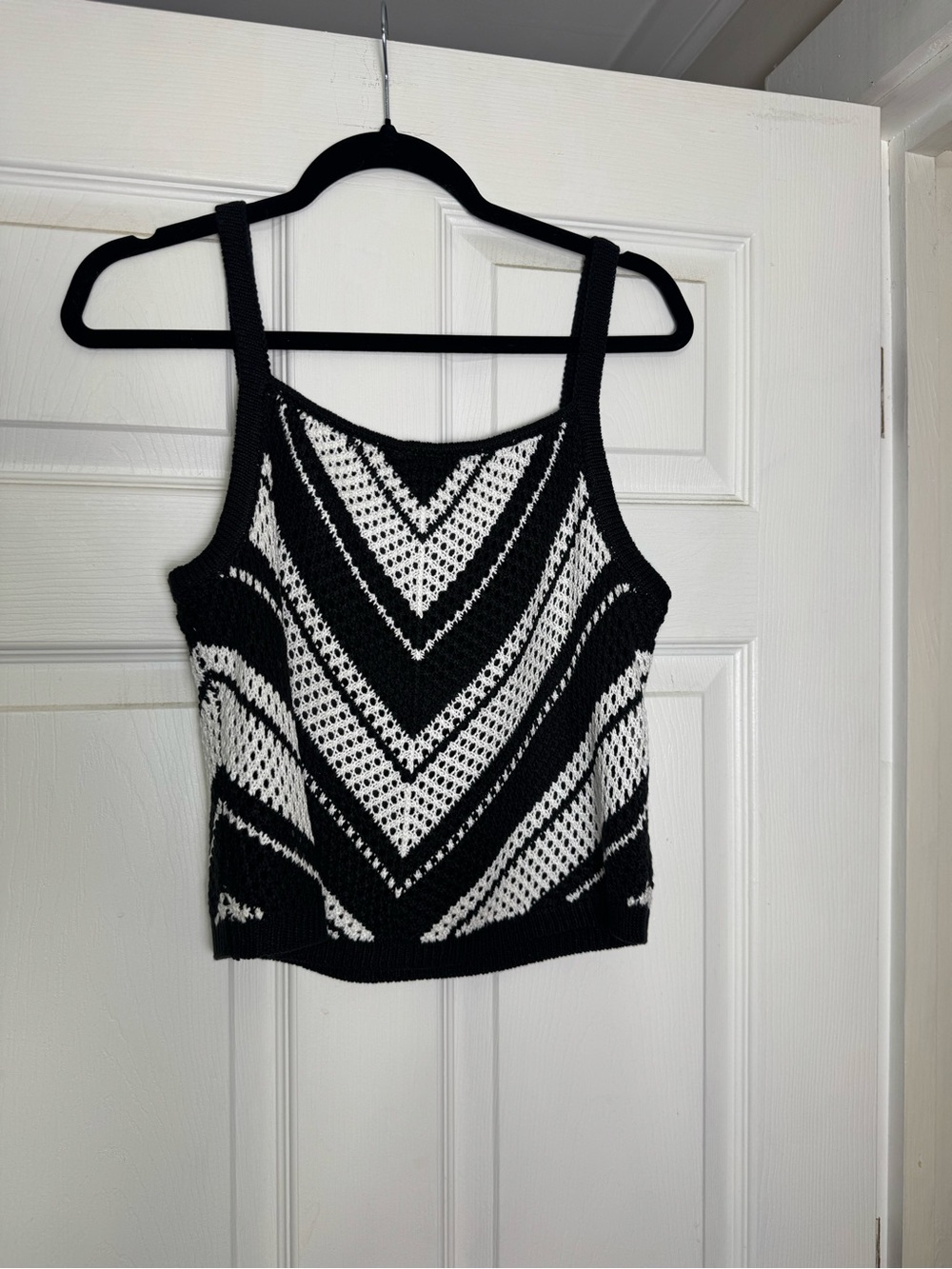 Black & White Crochet Knit Tank Top
